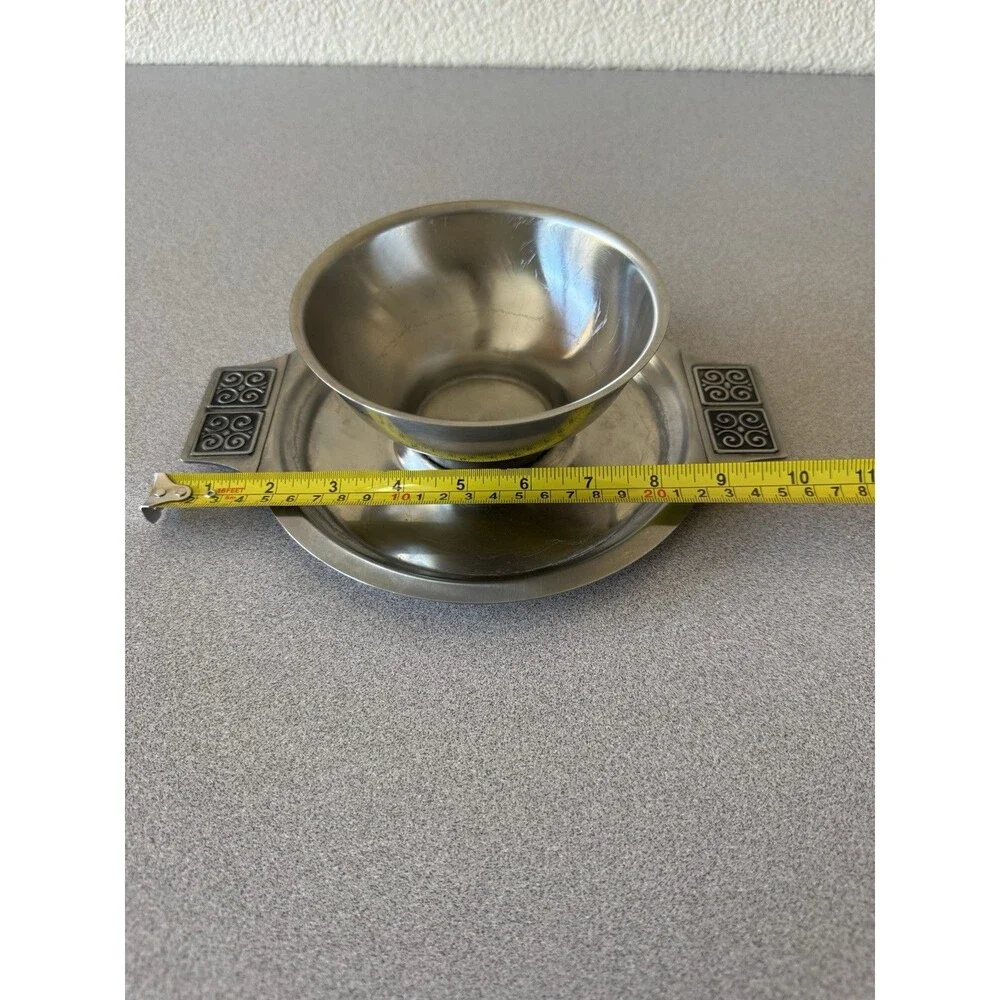 Vintage Rogers-Insilco Fashion Stainless Chip & Dip Serving Bowl Tray MCM